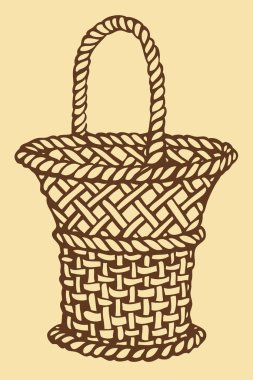 vektör. tek renkli resim wickerwork sepet