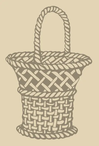 Vector. Monochrome picture of decorative wickerwork basket — Stock Vector