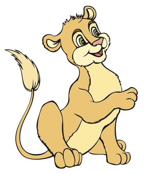 Vector cartoon. Cute baby lion — Stock Vector