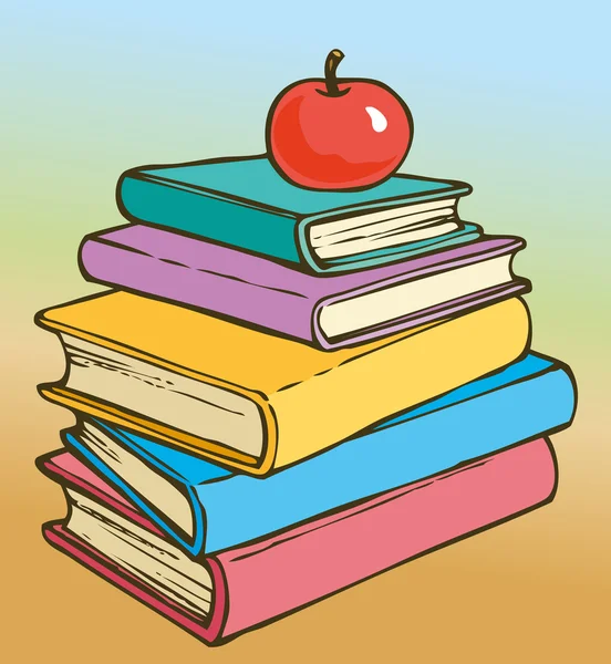 Vectorillustratie. Apple op boeken — Stockvector