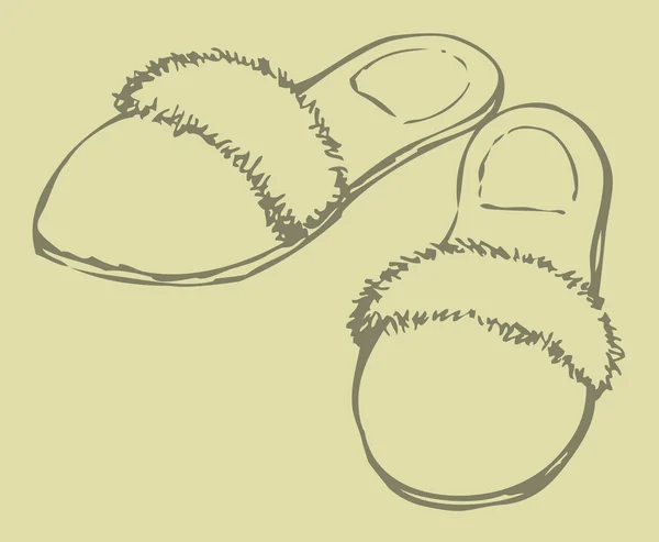 Vectorillustratie. monochroom schets van slippers — Stockvector