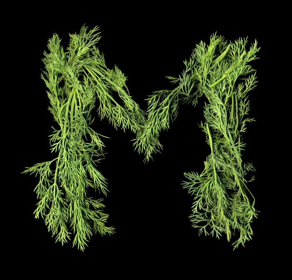 Vegetable Alphabet of sprigs of dill. Letter M — Stock Photo, Image