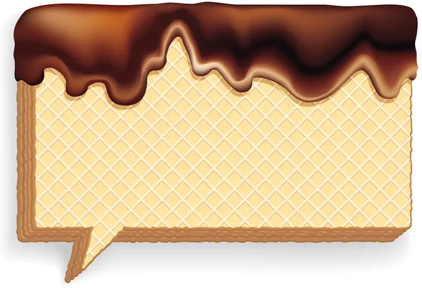 Bolla vocale vettoriale composta da waffle dessert con crema al cioccolato — Vettoriale Stock