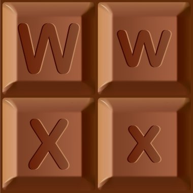 stilize vektör alfabe. çikolata bloklar üzerinde basılan karakterler.