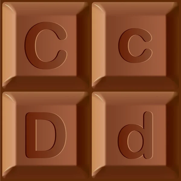 Alfabeto estilizado por vetor. Personagens impressos em blocos de barra de chocolate . — Vetor de Stock