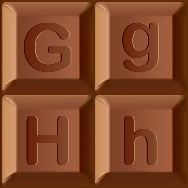 벡터 양식된 알파벳입니다. 초콜릿 바의 블록 문자 인쇄. — 스톡 벡터