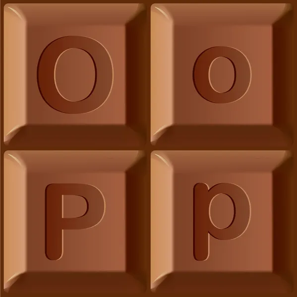 Alphabet vectoriel stylisé. Caractères imprimés sur des blocs de barre de chocolat . — Image vectorielle