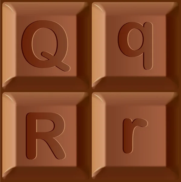 Alfabeto estilizado vectorial. Personajes impresos en bloques de barra de chocolate . — Archivo Imágenes Vectoriales