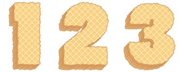 gofret krema ile vektör numaraları. sayılar 1, 2, 3