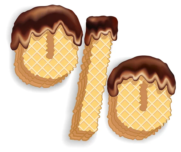 标志 %组成的奶油巧克力薄饼 — 图库矢量图片