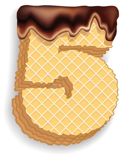 号码 5 组成的奶油巧克力薄饼 — 图库矢量图片