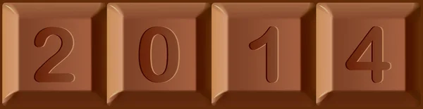 Nuevo año 2014 impreso en bloques de barra de chocolate — Vector de stock