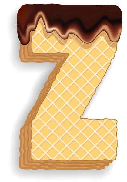 Alfabet z die bestaat uit wafels met chocolade crème — Stockvector