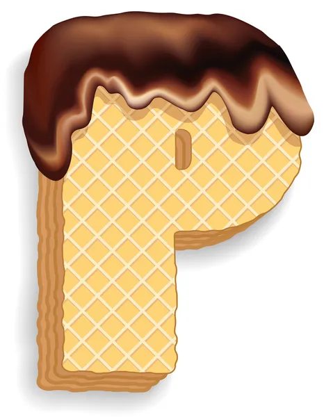 Lettre P composée de gaufrettes à la crème au chocolat — Image vectorielle