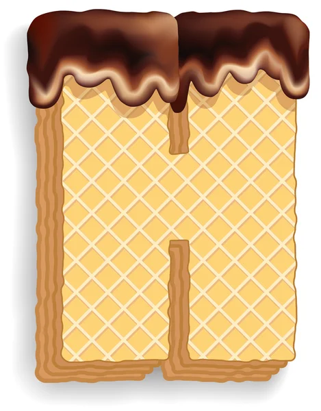 Буква H, состоящая из вафель с шоколадным кремом — стоковый вектор