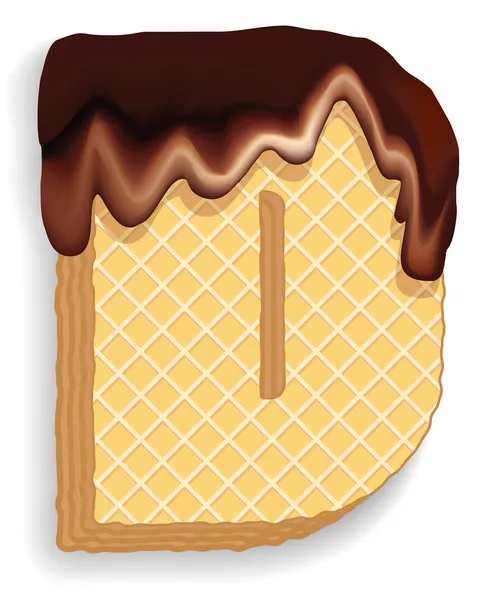 Буква D, состоящая из вафель с шоколадным кремом — стоковый вектор