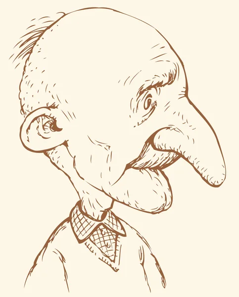 Vektorové karikatura. Comic kresba starého muže — Stockový vektor