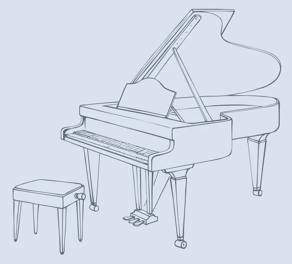 Vektör çizimi açık bir kuyruklu piyano — Stok Vektör