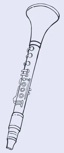 Vector line drawing clarinet — Stock Vector