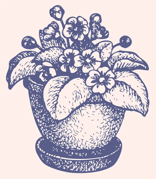 Векторный рисунок. Цветы в горшке — стоковый вектор