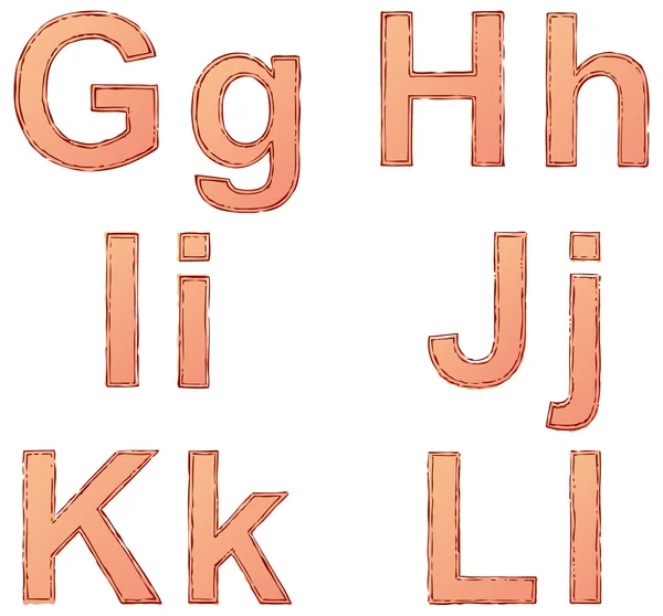 Vector lettertype met freehand contour en schaduwrijke rode verf — Stockvector