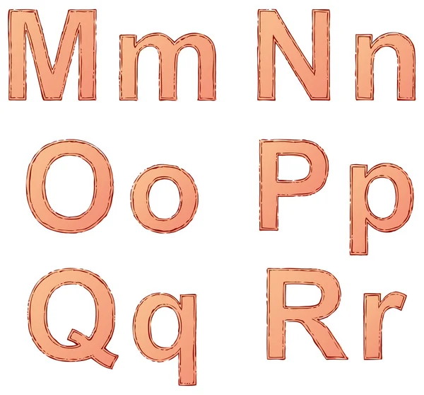 Διάνυσμα γραμματοσειρά με ελεύθερο περίγραμμα και σκίαση κόκκινο χρώμα — Διανυσματικό Αρχείο