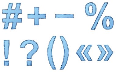 freehand dağılımı ve gölgeli mavi boya ile vektör yazı tipi