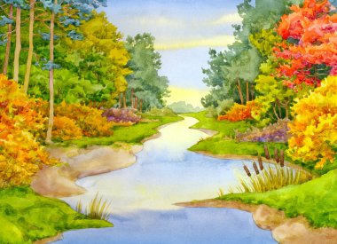 suluboya manzara. sonbahar brook