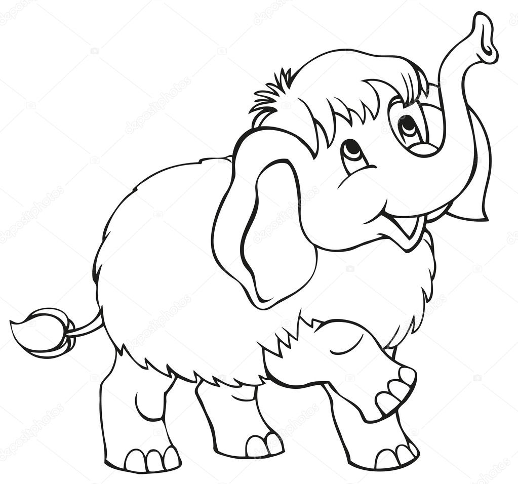 Vector cartoon. Little baby mammoth