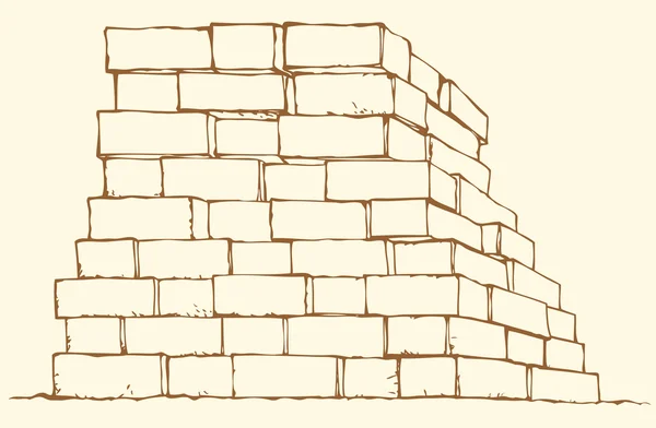 Vector monochrome drawing. Stack of bricks — Stock Vector