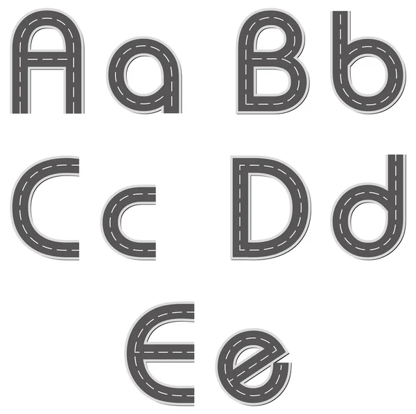 Vector alphabet in the form of a road — Stock Vector