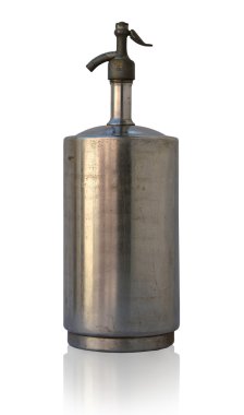 Beyaz arka plan üzerinde izole eski sifon şişenin