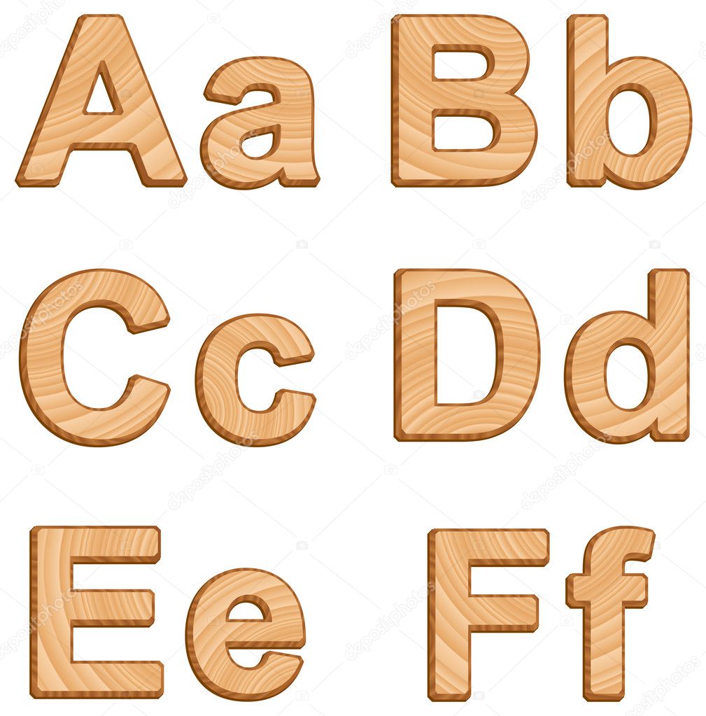 Vector alphabet with texture of wood