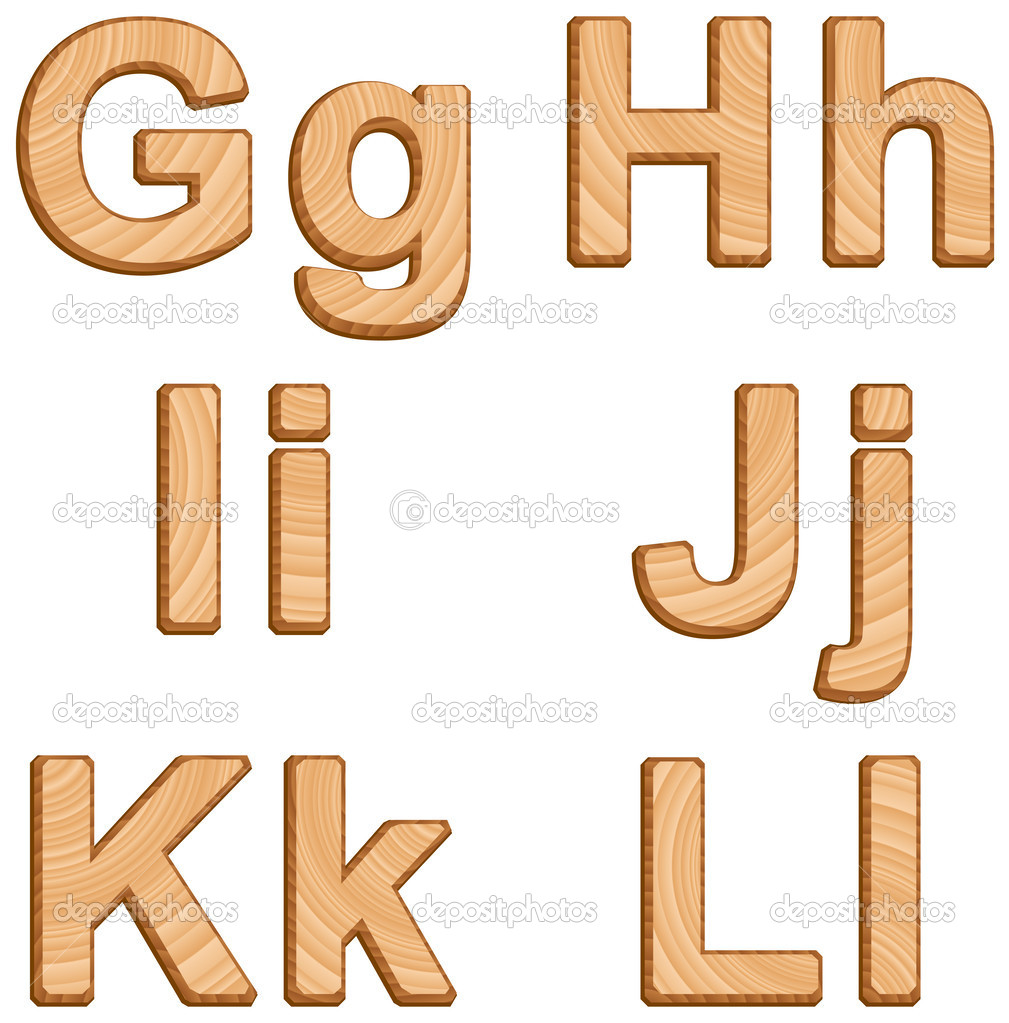 Vector alphabet with texture of wood