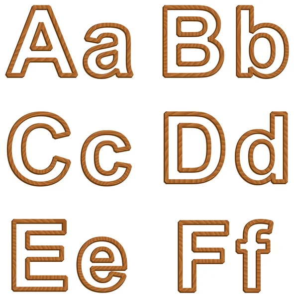 Alphabet vectoriel avec texture de bois — Image vectorielle