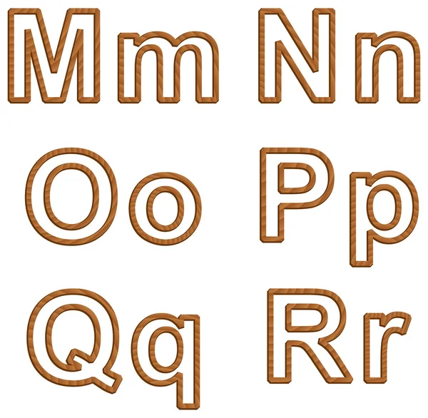 Alphabet vectoriel avec texture de bois — Image vectorielle