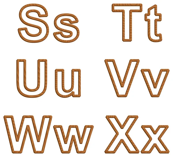Alfabeto vetorial com textura de madeira — Vetor de Stock