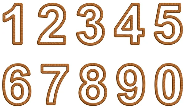 Números vectoriales con textura de madera — Vector de stock