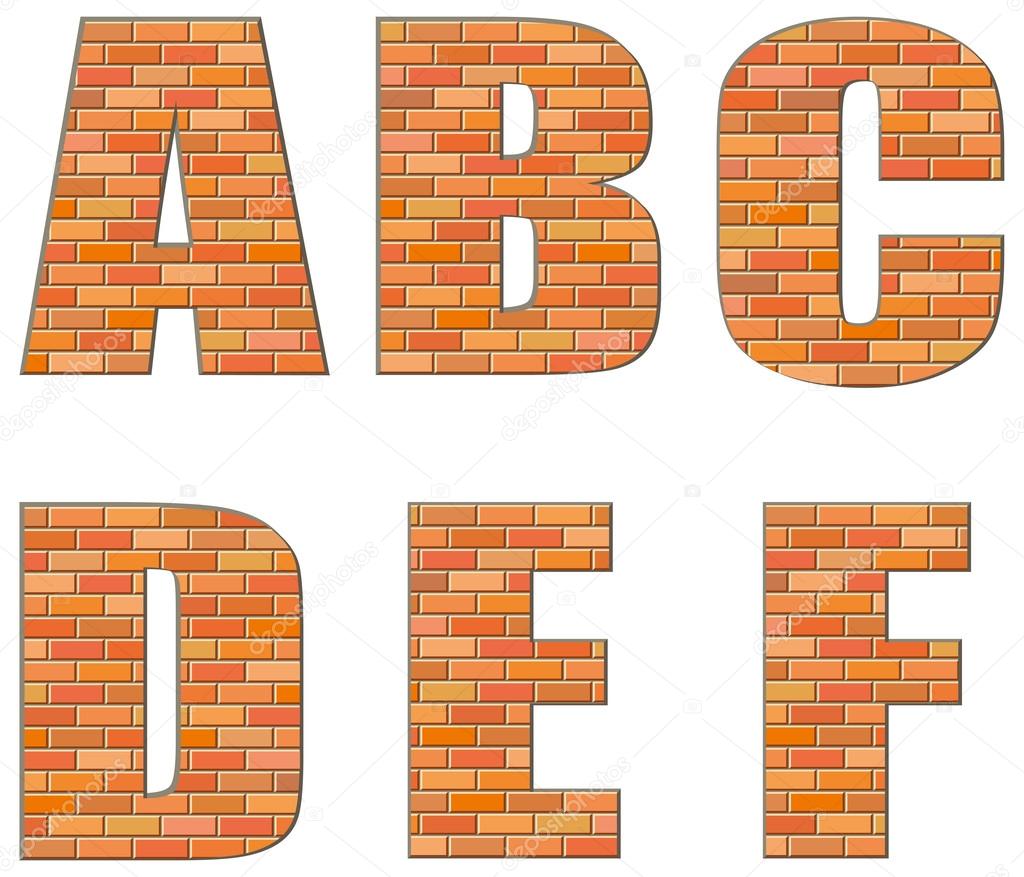 Vector font build out of red bricks