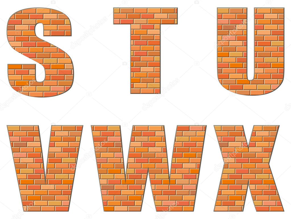 Vector font build out of red bricks