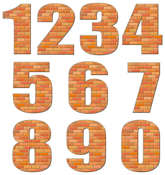 Chiffres vectoriels construits en briques rouges — Image vectorielle
