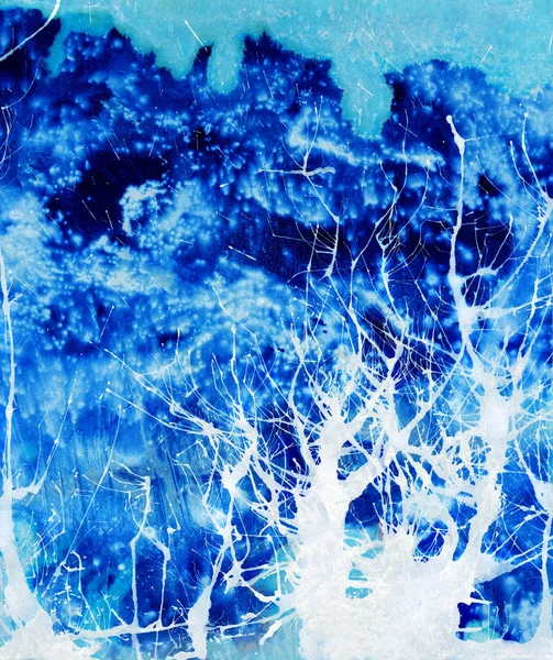 Pittoreske textuur. gevlekte achtergrond met silhouet van boom — Stockfoto