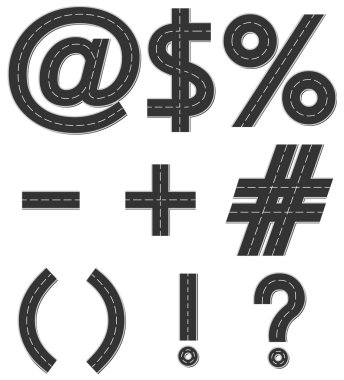 vektör işaret ve noktalama işaretleri yol şeklinde