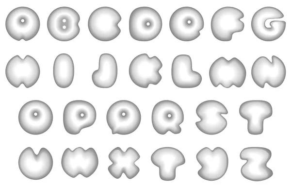 Alphabet vectoriel stylisé en bulles sphériques grises — Image vectorielle