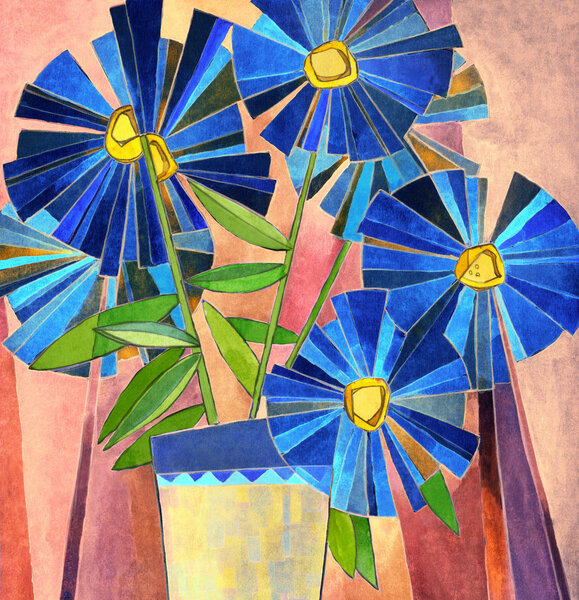 Lush dark blue daisies