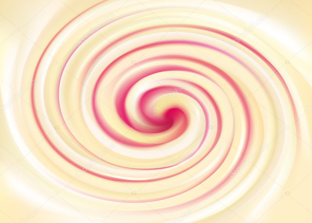 Vector swirling background. White dairy cream with fruit jelly