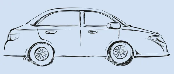 Dibujo vectorial. Un auto moderno. Vista lateral — Vector de stock