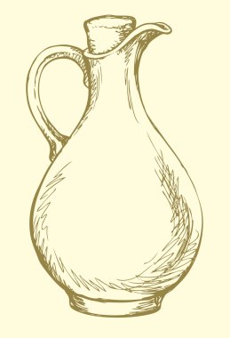 Vector drawing. Corked jug with handle clipart