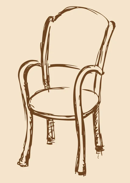 Le dessin vectoriel. Chaise en bois avec accoudoirs — Image vectorielle