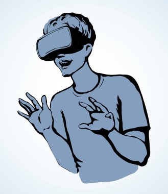 Hat kapansın Joy Boy beyaz metin uzayında optik cam film yazılımıyla yüzleşsin. Siyah insan gelecekteki bilim uygulaması konsept simge tasarımı tasarımı çizimi sanat çizgi filmi grafik görünümü